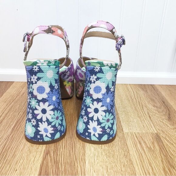 GIANNI BINI Ulti-Mate 70s Floral‎ Platform Sandals Strappy Chunky Heel Size 8.5 - Picture 8 of 12